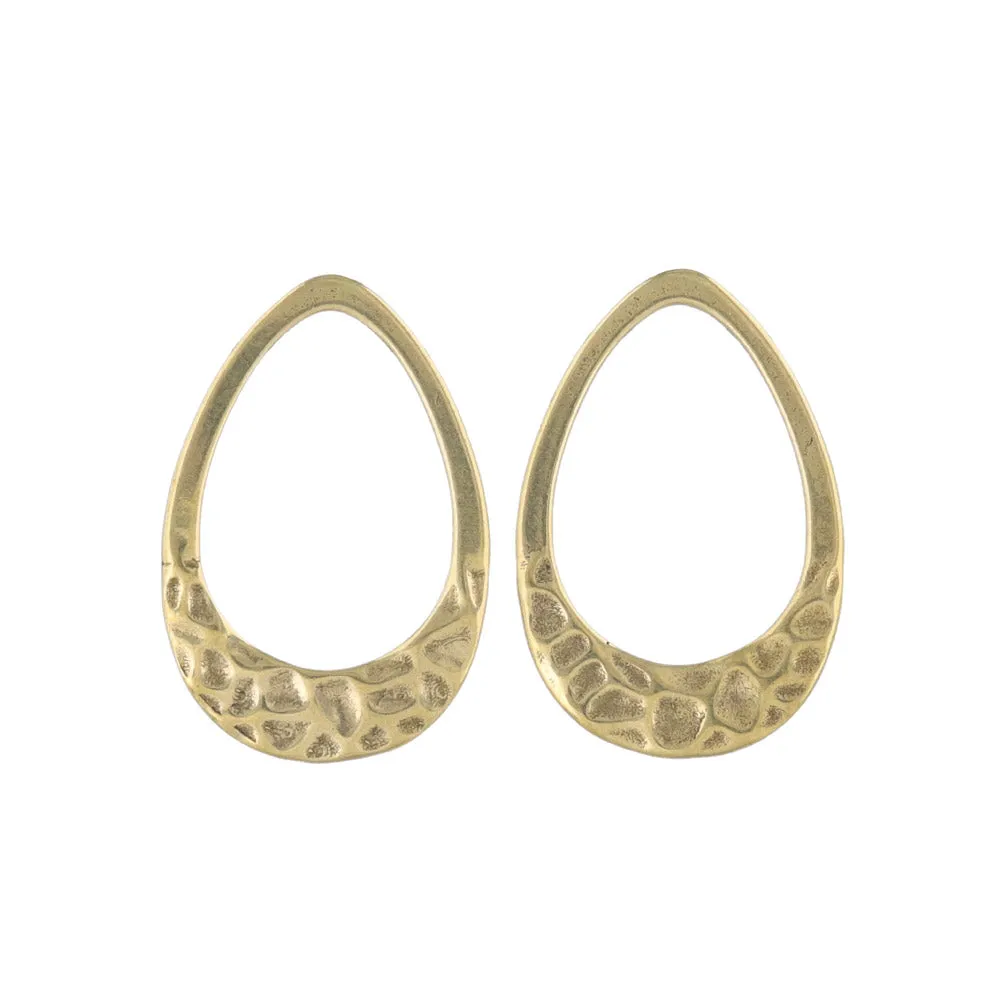 Textured Oval Brass Earrings