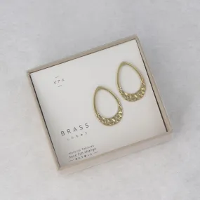 Textured Oval Brass Earrings