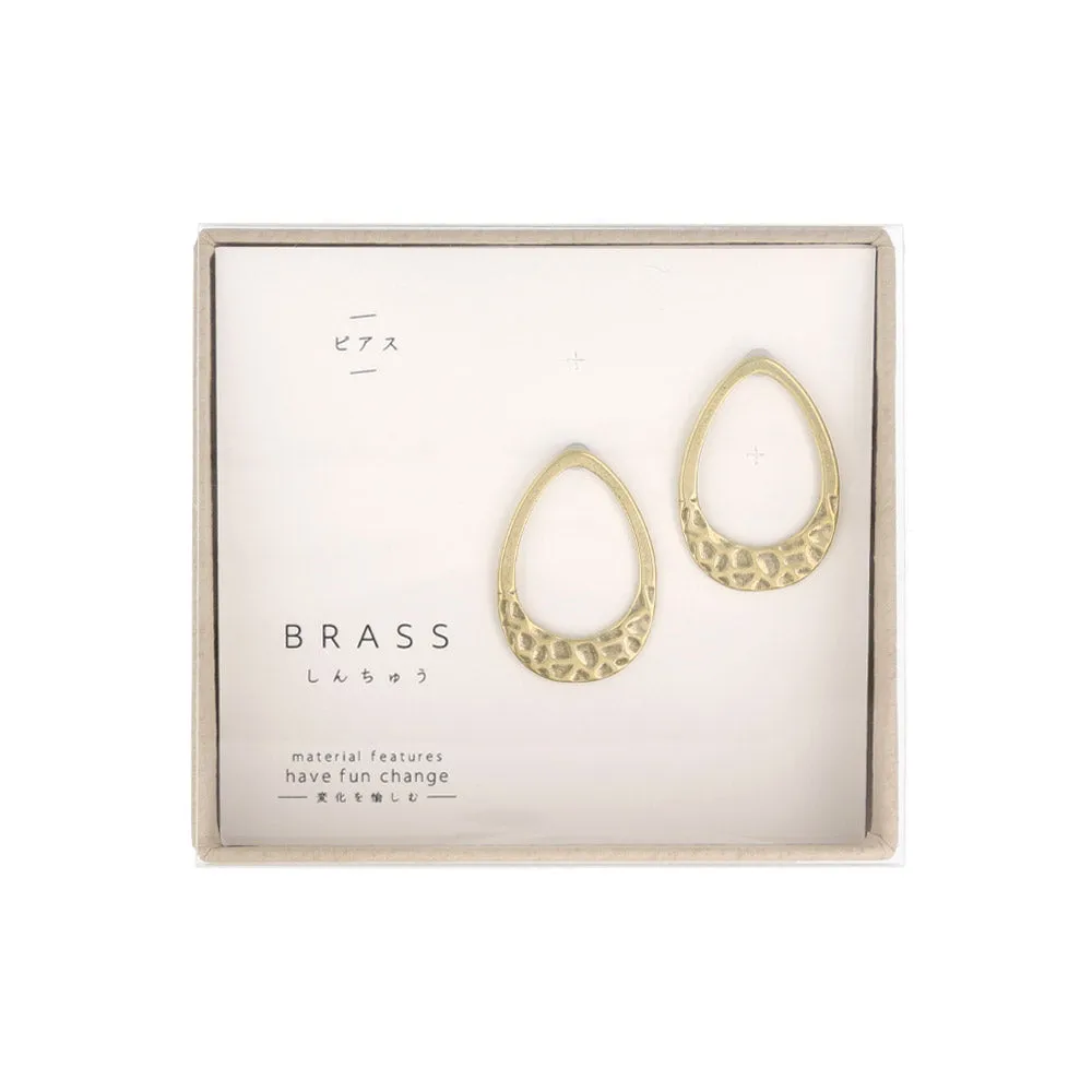 Textured Oval Brass Earrings