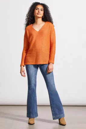 V-NECK TUNIC WITH SIDE SLITS-Burntorange