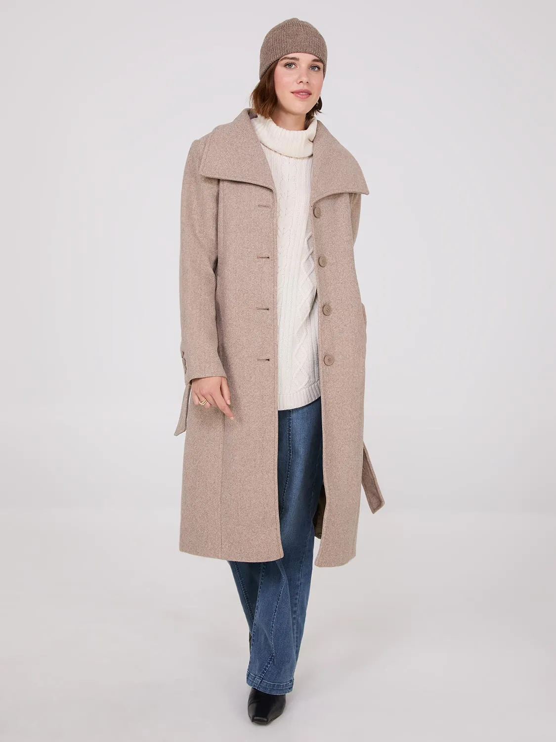 Wide Lapel Wrap Coat