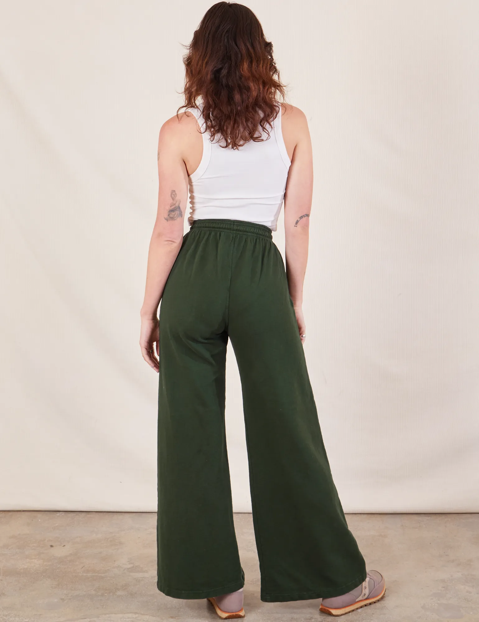 Wide Leg Sweat Pants - Swamp Green *FINAL SALE*