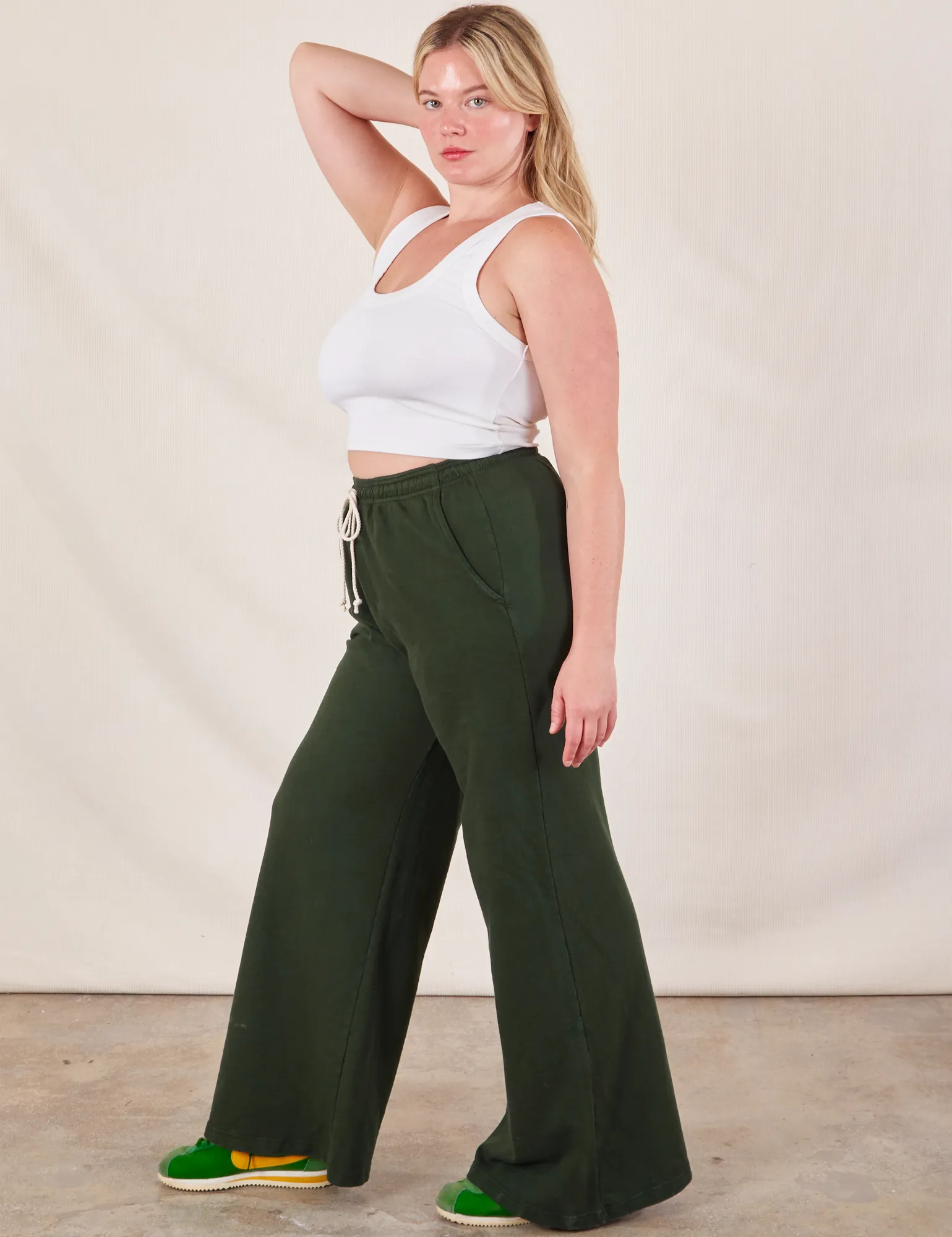 Wide Leg Sweat Pants - Swamp Green *FINAL SALE*