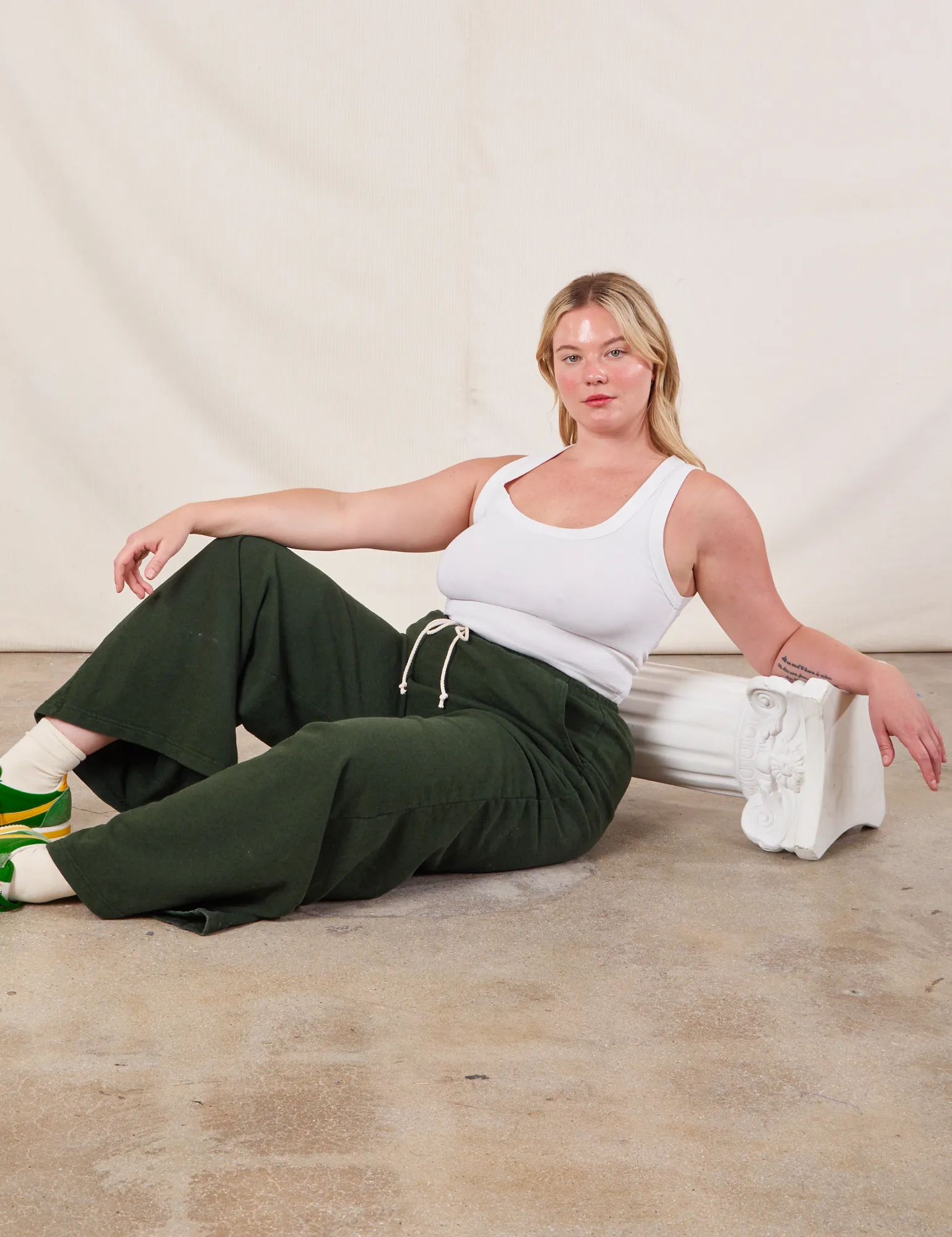 Wide Leg Sweat Pants - Swamp Green *FINAL SALE*