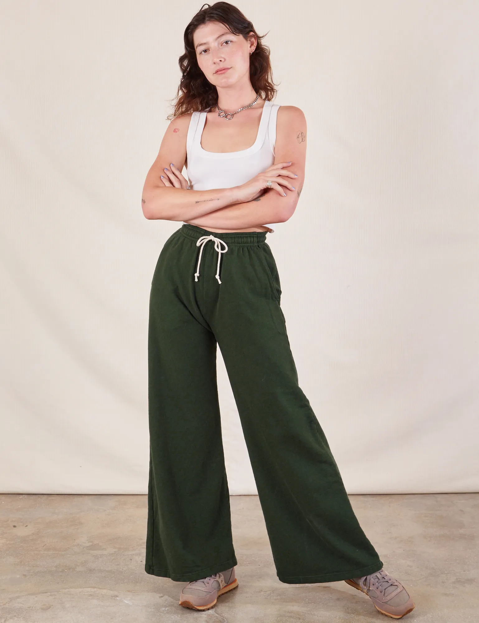 Wide Leg Sweat Pants - Swamp Green *FINAL SALE*