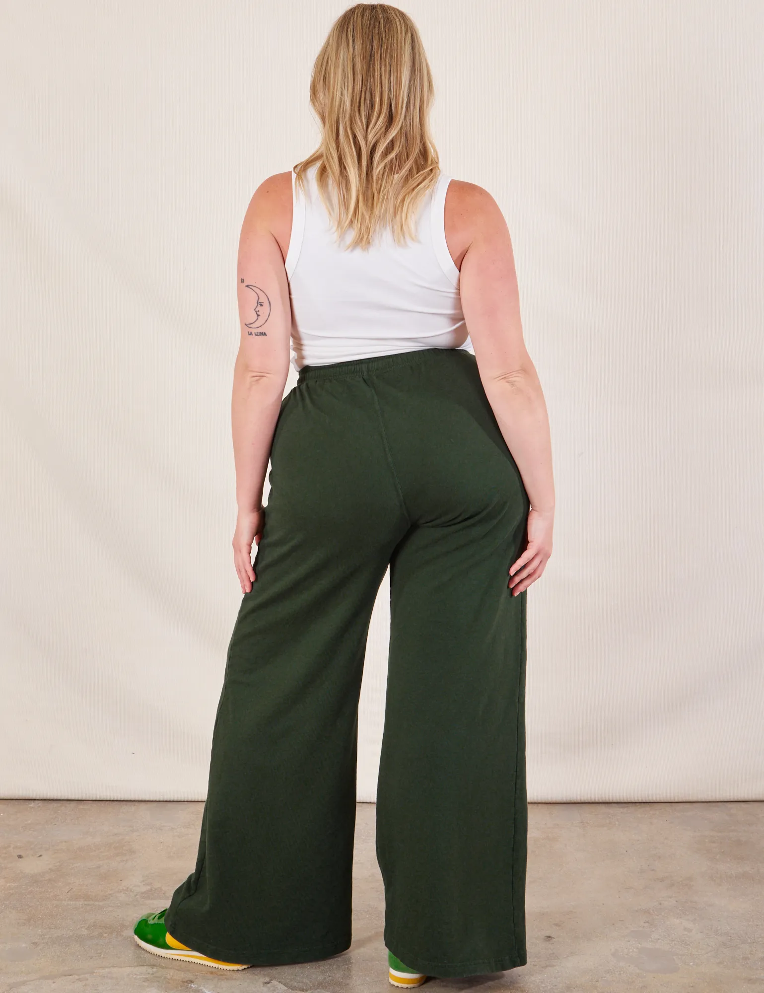 Wide Leg Sweat Pants - Swamp Green *FINAL SALE*