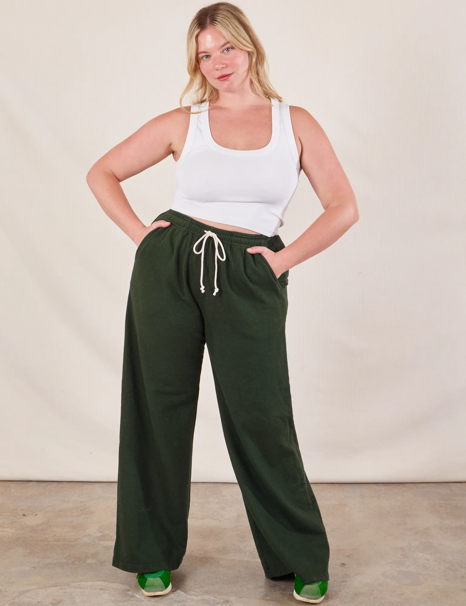 Wide Leg Sweat Pants - Swamp Green *FINAL SALE*