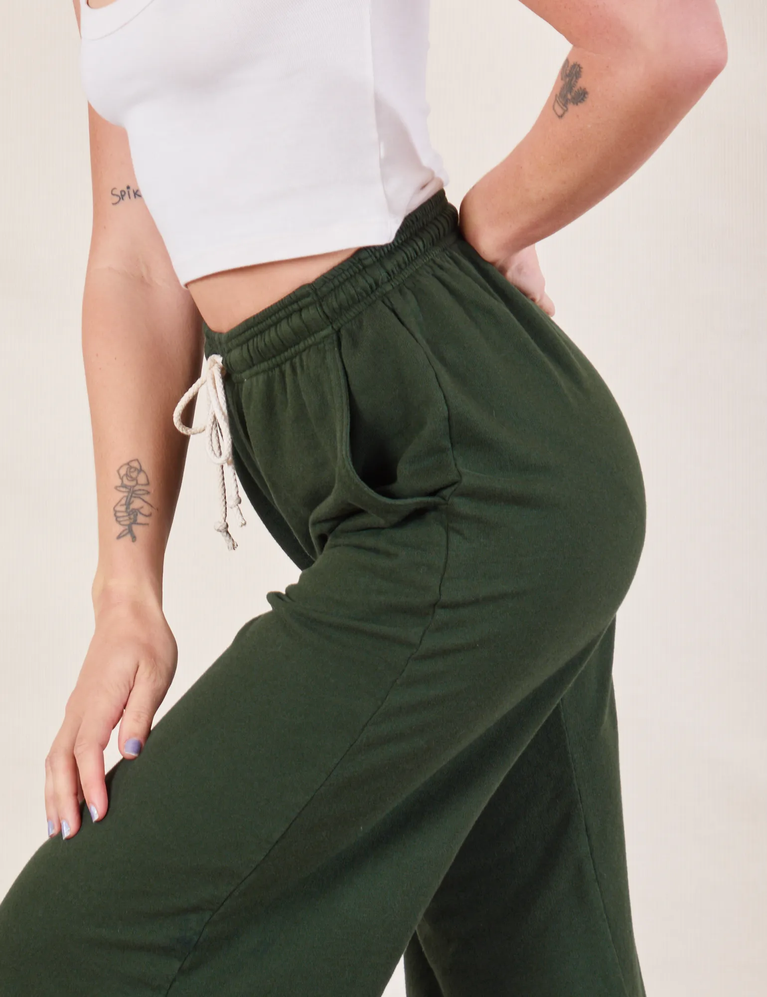 Wide Leg Sweat Pants - Swamp Green *FINAL SALE*