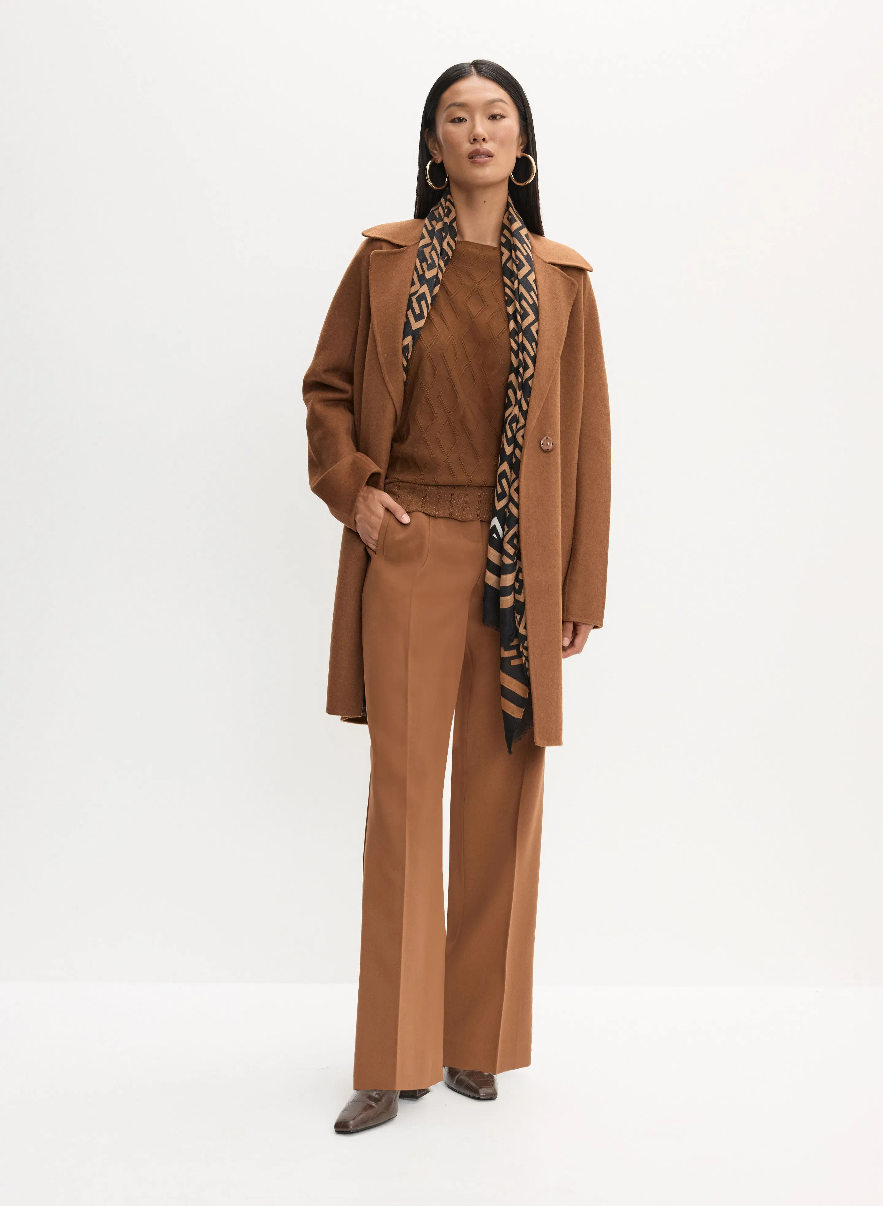 Wool-Blend Coat & Wide Leg Pants